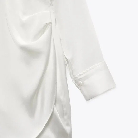 Zara Long Sleeve Satin Mini Dress - Picture 5 of 5